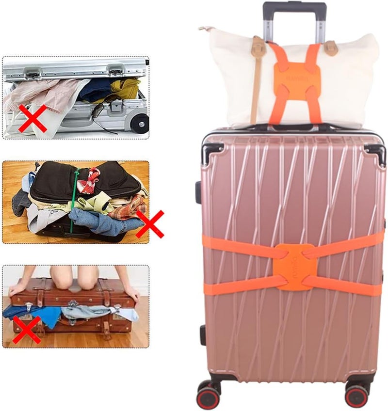 RUMILLA Luggage Straps Bag Bungee， Luggage Straps Suitcase Adjustable Belt，Add a Bag Easy to Travel Suitcase Elastic Strap Belt (Orange Luggage strap-1PCS) - Image 3